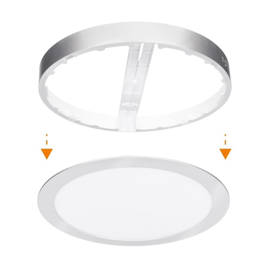 LED opbouw-/inbouwpaneel 2-in-1 24W/230V 3000/4000/6000K Ø 30 cm IP54 zilver