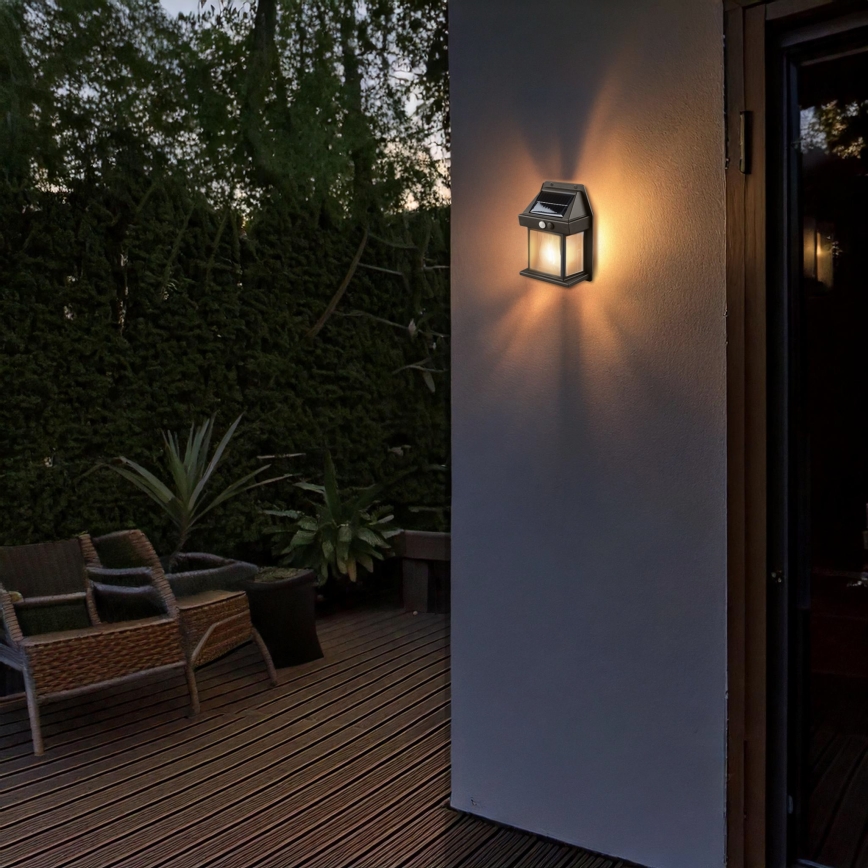 Dimbare LED-zonnelantaarn met sensor, 3,7V, IP44, 1200 mAh