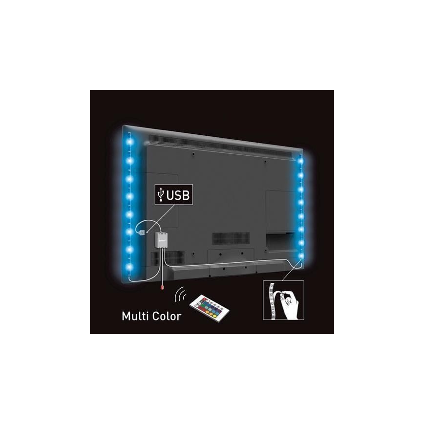 SET 2x LED RGB Strip voor TV met afstandsbediening IP65 LED/USB 50cm