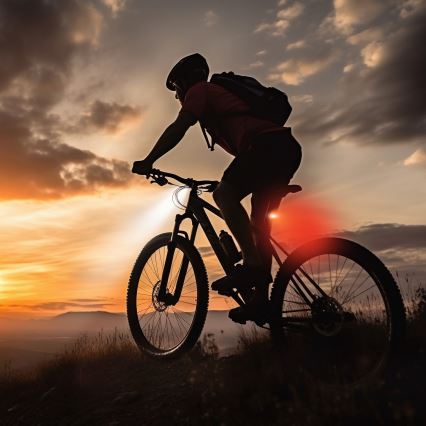 SET 2x LED Dimbaar rechargeable bicycle lamp 350mAh IP44 rood/wit
