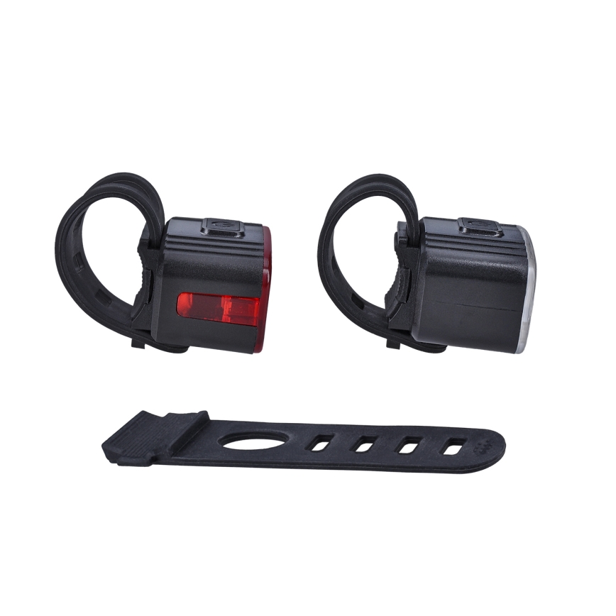 SET 2x LED Dimbaar rechargeable bicycle lamp 350mAh IP44 rood/wit