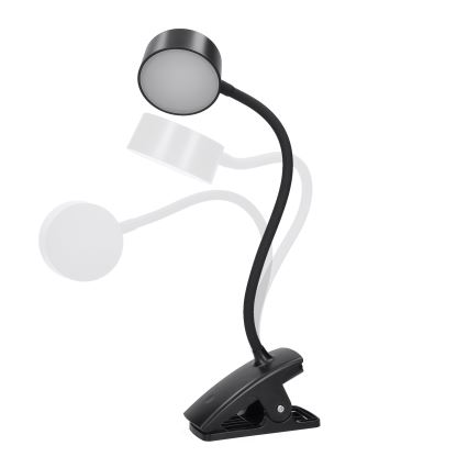 LED Dimbare Flexibele Oplaadbare Bureaulamp met Clip LED/2W/1800 mAh 3000/4000/6500K Zwart