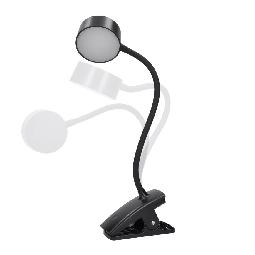 LED Dimbare Flexibele Oplaadbare Bureaulamp met Clip LED/2W/1800 mAh 3000/4000/6500K Zwart