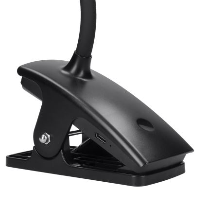 LED Dimbare Flexibele Oplaadbare Bureaulamp met Clip LED/2W/1800 mAh 3000/4000/6500K Zwart