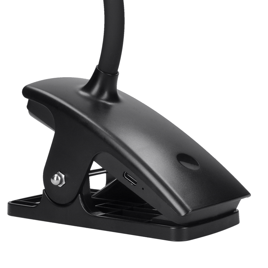 LED Dimbare Flexibele Oplaadbare Bureaulamp met Clip LED/2W/1800 mAh 3000/4000/6500K Zwart