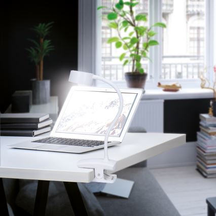 LED Dimbare flexibele oplaadbare bureaulamp met clip LED/2W/1800 mAh 3000/4000/6500K wit