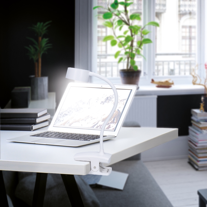 LED Dimbare flexibele oplaadbare bureaulamp met clip LED/2W/1800 mAh 3000/4000/6500K wit