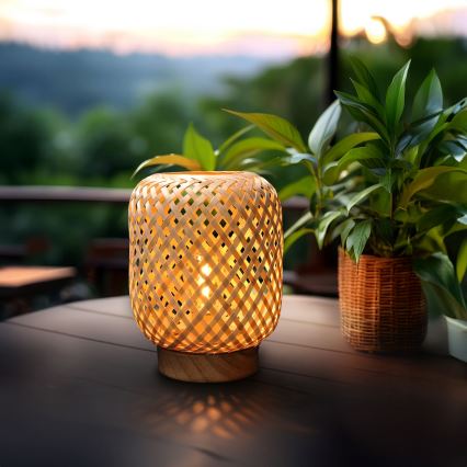 LED Decoratieve tafel lamp BOHO LED/2xAAA rotan