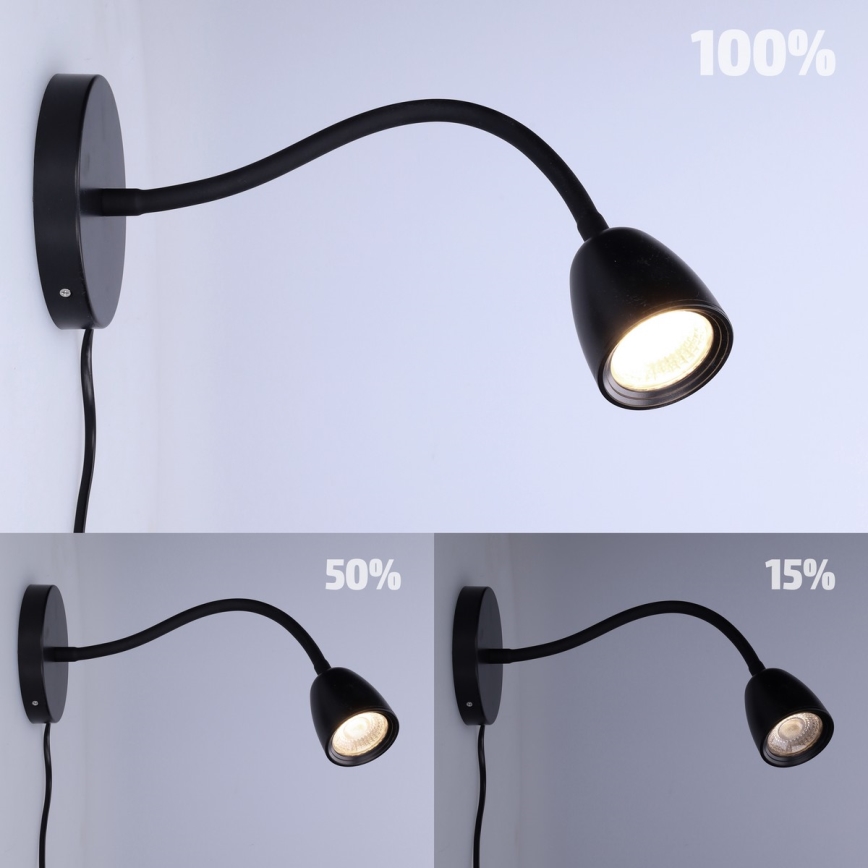 LED Dimbare kleine wandlamp LED/4W/230V zwart