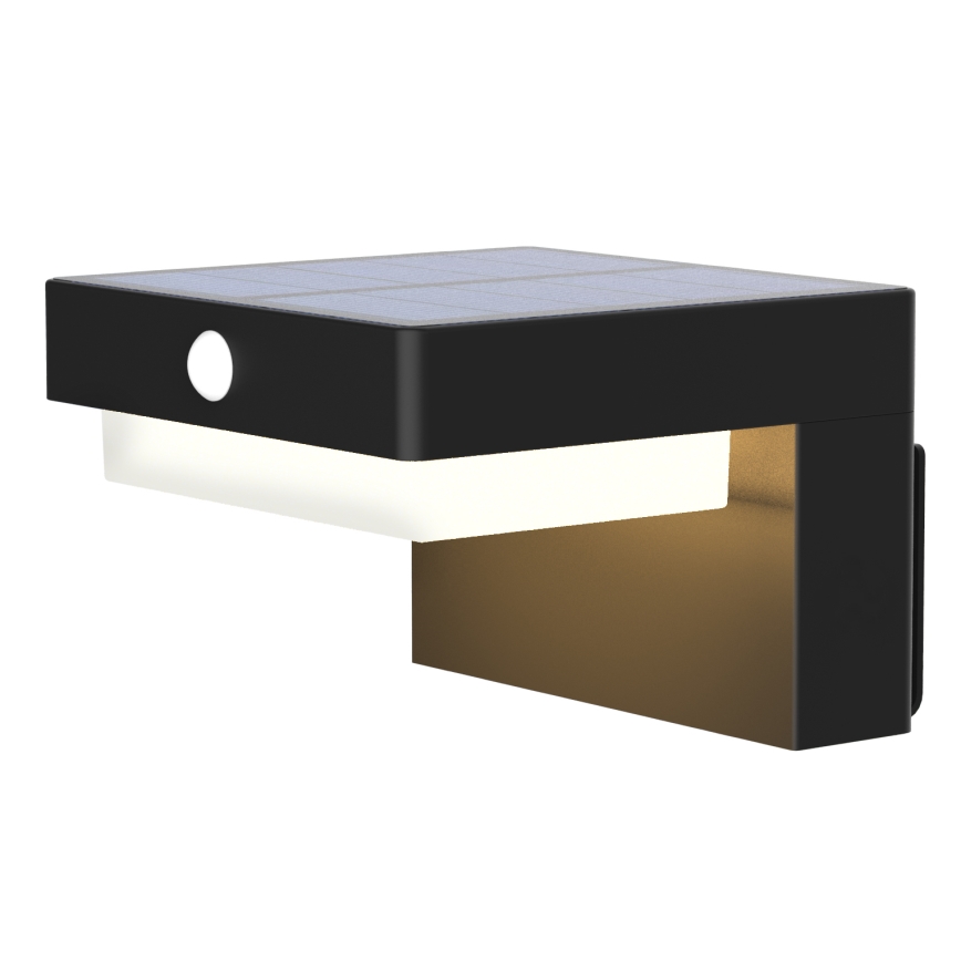 LED 44 / 5.000 Solar wandlamp met bewegings- en schemersensor PALERMO LED/5W/2000 mAh IP54 zwart