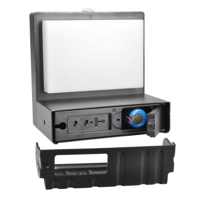 LED 44 / 5.000 Solar wandlamp met bewegings- en schemersensor PALERMO LED/5W/2000 mAh IP54 zwart