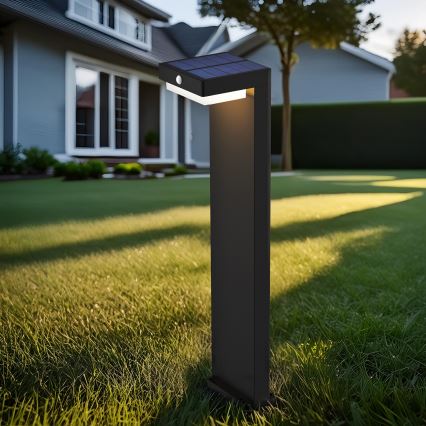 LED Solar lamp met bewegings- en schemersensor PALERMO LED/5W/2000 mAh IP54 zwart