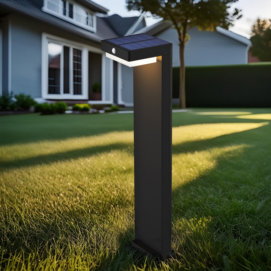 LED Solar lamp met bewegings- en schemersensor PALERMO LED/5W/2000 mAh IP54 zwart
