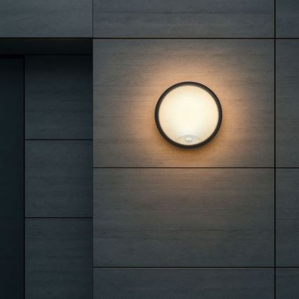 LED-buitenwandlamp met 2-in-1 sensor, 20W/230V, 3000/4000/6500K, IP65, Ø 22 cm