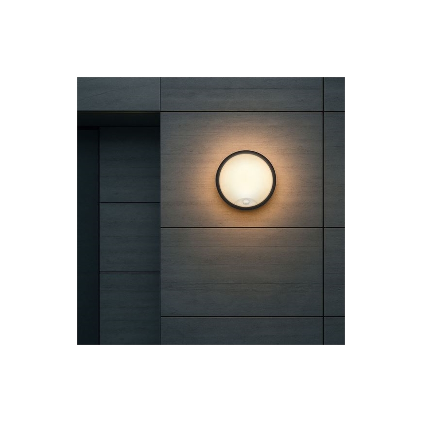 LED-buitenwandlamp met 2-in-1 sensor, 20W/230V, 3000/4000/6500K, IP65, Ø 22 cm