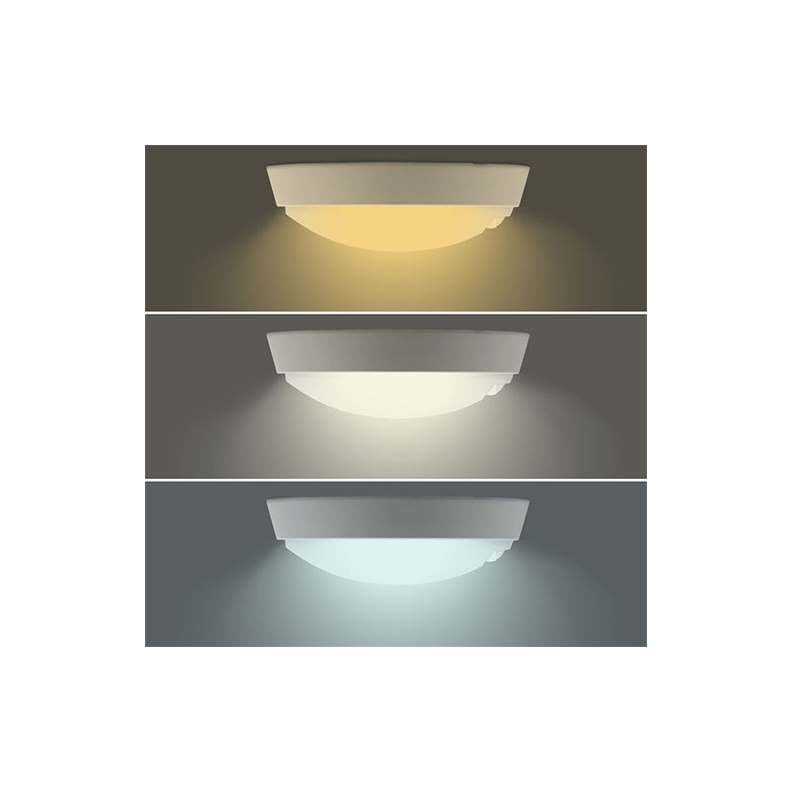 LED-buitenwandlamp met 2-in-1 sensor, 20W/230V, 3000/4000/6500K, IP65, Ø 22 cm