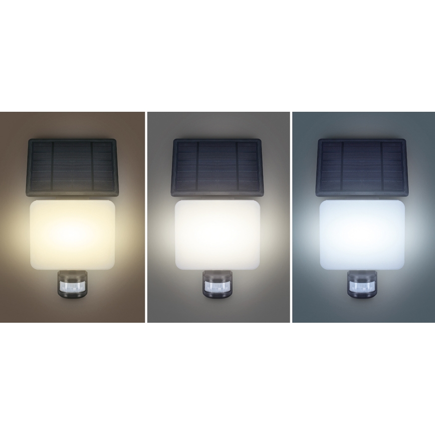 LED Schijnwerper op zonne-energie met bewegingssensor LED/11W/3,7V 4400mAh 3000K/4000K/6500K IP54