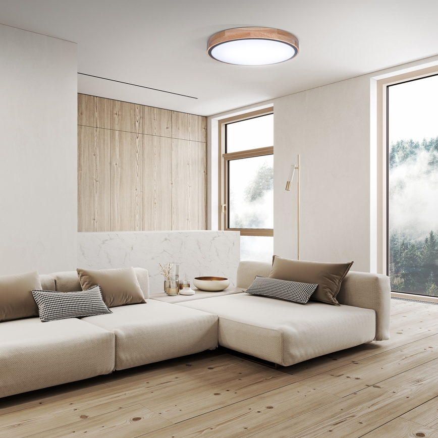Dimbare LED plafondlamp IRON OAK LED/60W/230V 3000-6500K eiken diameter 51 cm + afstandsbediening