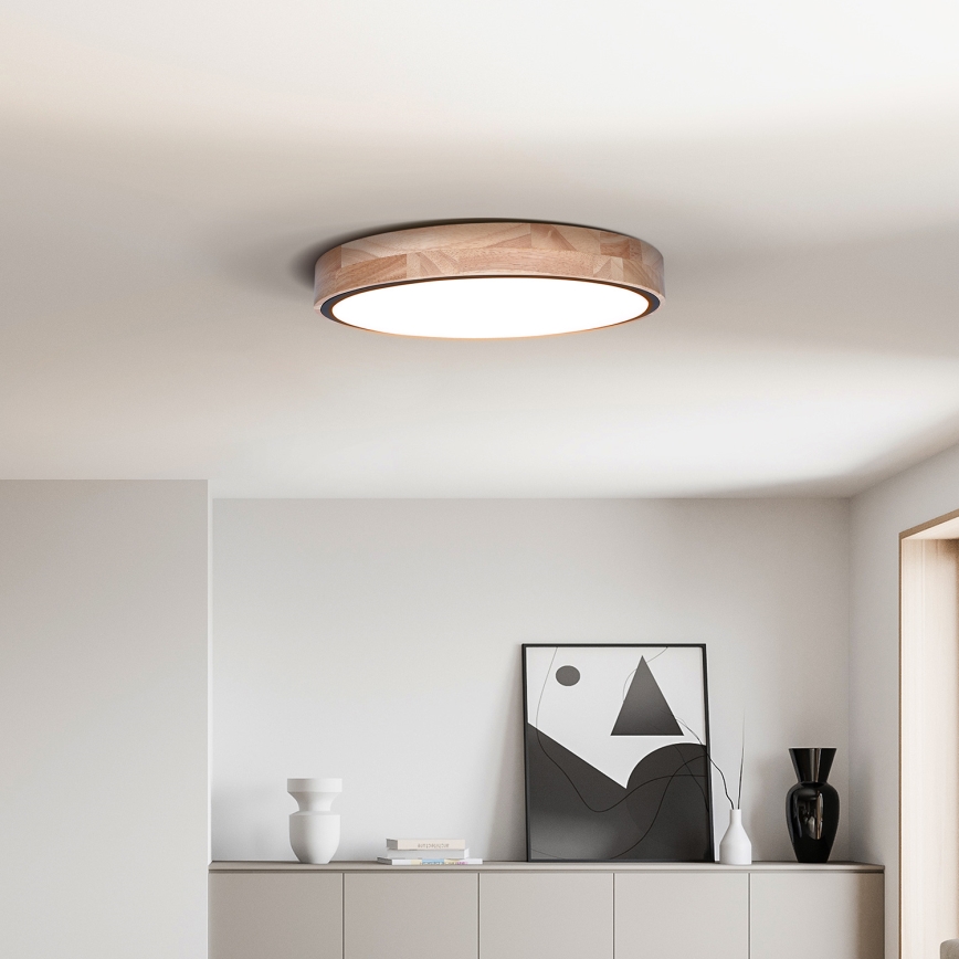 Dimbare LED plafondlamp IRON OAK LED/60W/230V 3000-6500K eiken diameter 51 cm + afstandsbediening