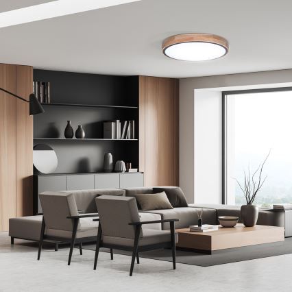 Dimbare LED plafondlamp IRON OAK LED/60W/230V 3000-6500K eiken diameter 51 cm + afstandsbediening