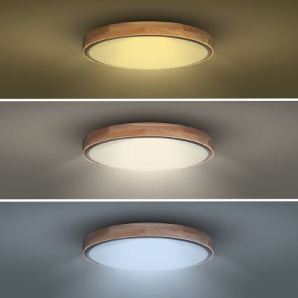 Dimbare LED plafondlamp IRON OAK LED/60W/230V 3000-6500K eiken diameter 51 cm + afstandsbediening