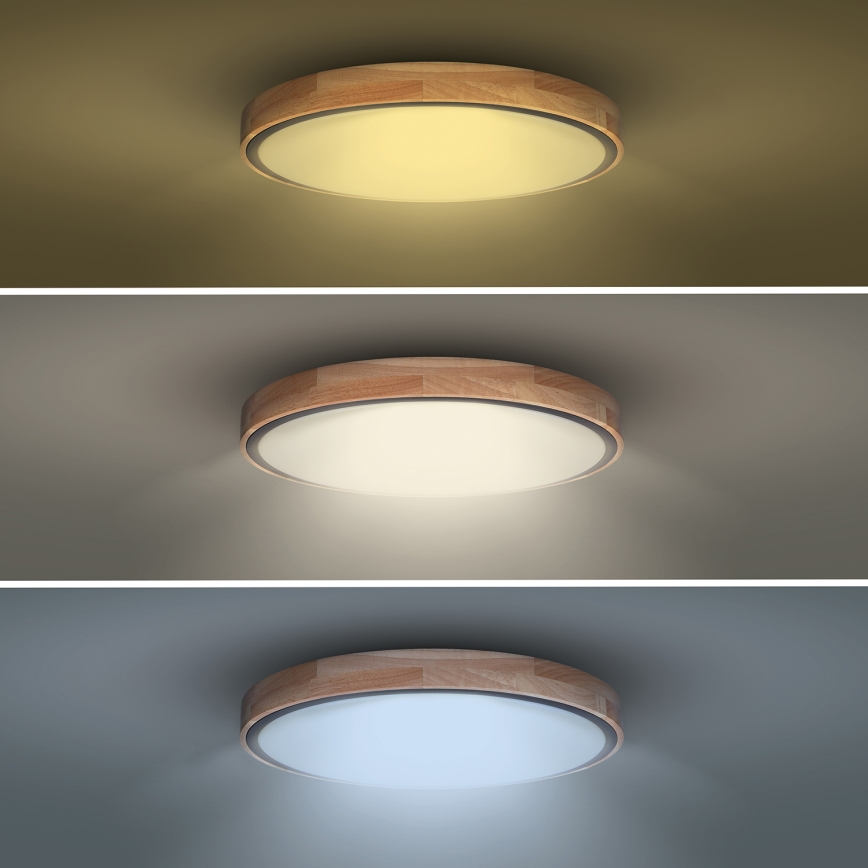 Dimbare LED plafondlamp IRON OAK LED/60W/230V 3000-6500K eiken diameter 51 cm + afstandsbediening