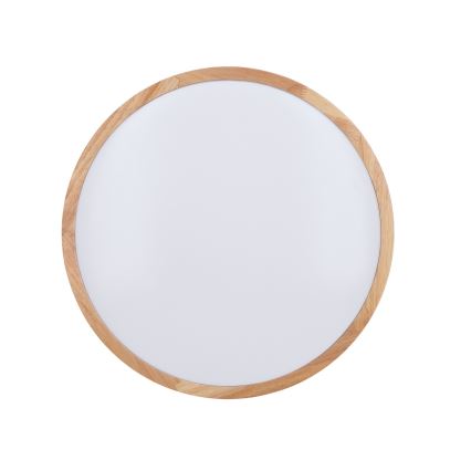 Dimbare LED plafondlamp WOODY LED/48W/230V 3000-6500K eiken diameter 38 cm + afstandsbediening