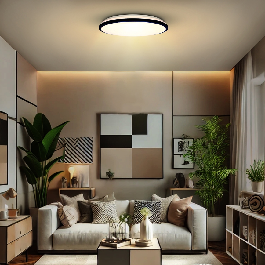 Dimbare LED plafondlamp JAMIL LED/48W/230V 3000-6500K zwart + afstandsbediening