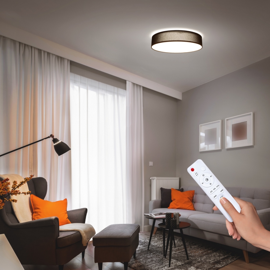 Dimbare LED plafondlamp PENLEY LED/48W/230V 3000-6500K diameter 40 cm zwart + afstandsbediening