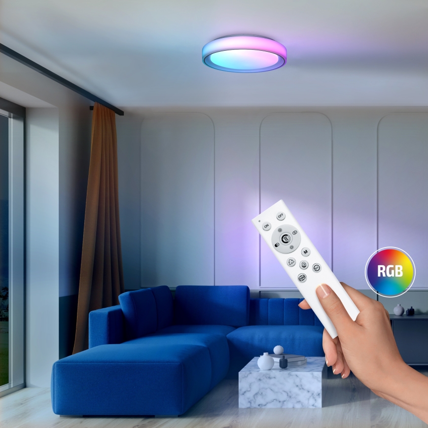 Dimbare LED RGB plafondlamp FLOCO LED/30W/230V 3000-6500K + RGB/6W diameter 40cm + afstandsbediening