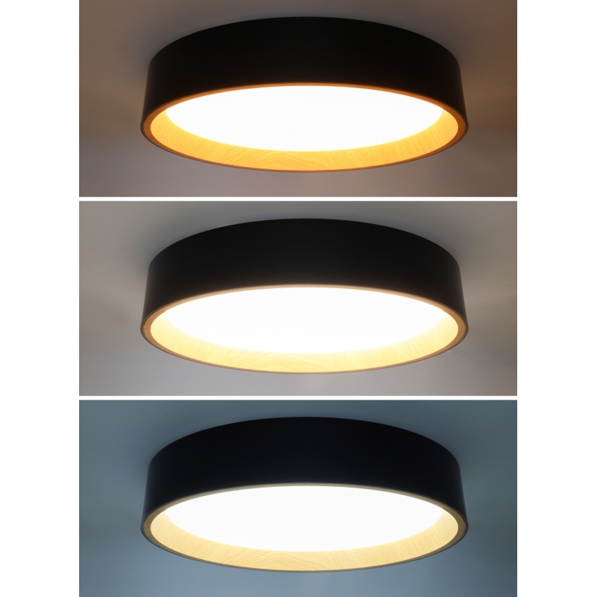 Dimbare LED plafondlamp LARIOS LED/48W/230V 3000-6500K diameter 39 cm zwart + afstandsbediening