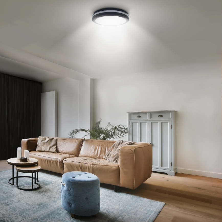 LED Dimbaar buitenshuis plafond lamp LED/18W/22W/26W/230V 3000/4000/6500K IP65 zwart