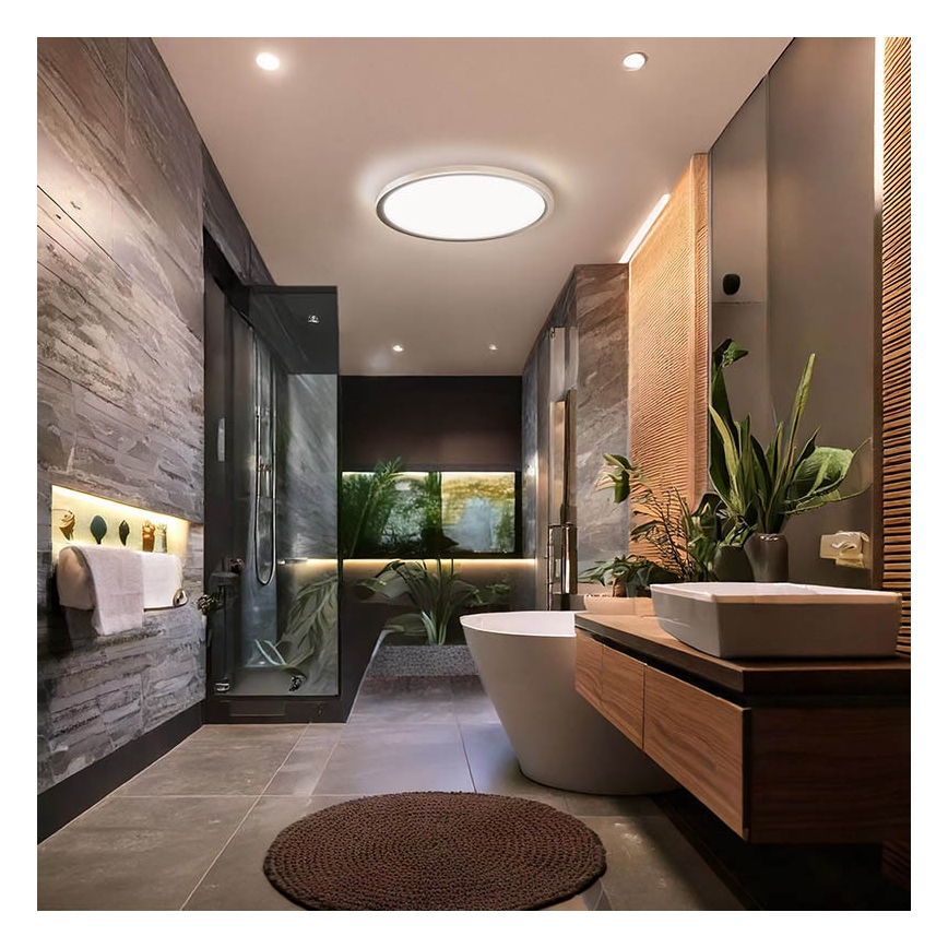 ACATE LED-plafondlamp voor badkamer, 24W/230V, 3000/4000/6000K, Ø 29,3 cm, IP54