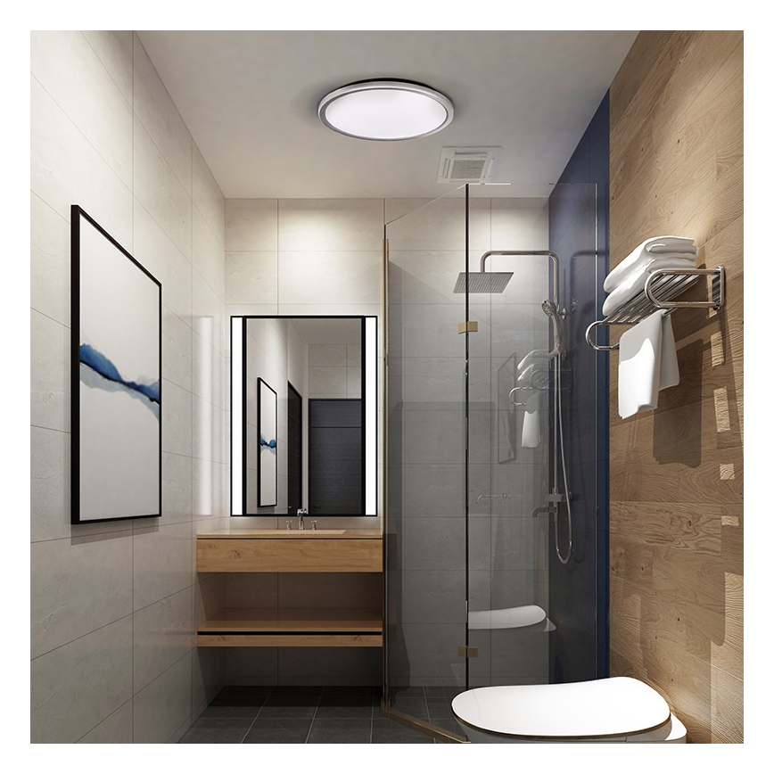 ACATE LED-plafondlamp voor badkamer, 24W/230V, 3000/4000/6000K, Ø 29,3 cm, IP54