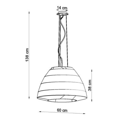 Hanglamp aan een koord BELLA 3x E27 / 60W / 230V d. 60 cm wit