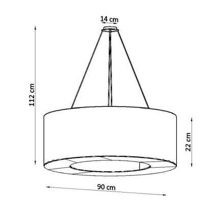 Hanglamp aan een koord SATURNO 8x E27 / 60W / 230V d. 90 cm wit