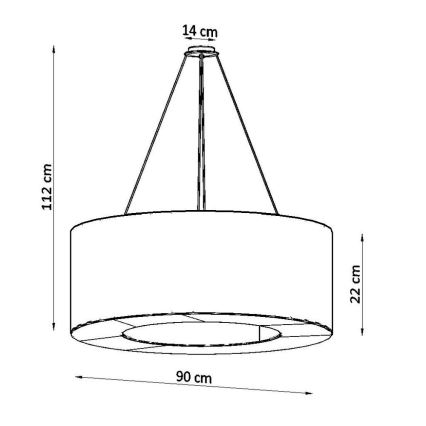 Hanglamp aan een koord SATURNO 8x E27 / 60W / 230V d. 90 cm zwart