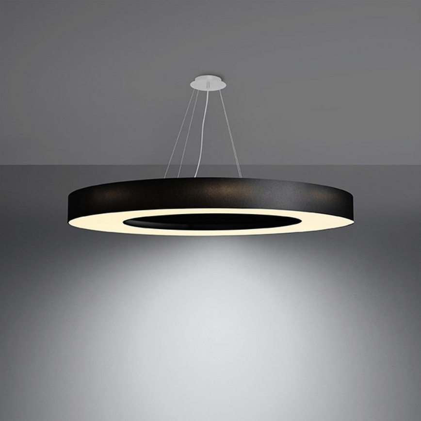 Hanglamp aan een koord SATURNO SLIM 8x E27 / 60W / 230V d. 90 cm zwart