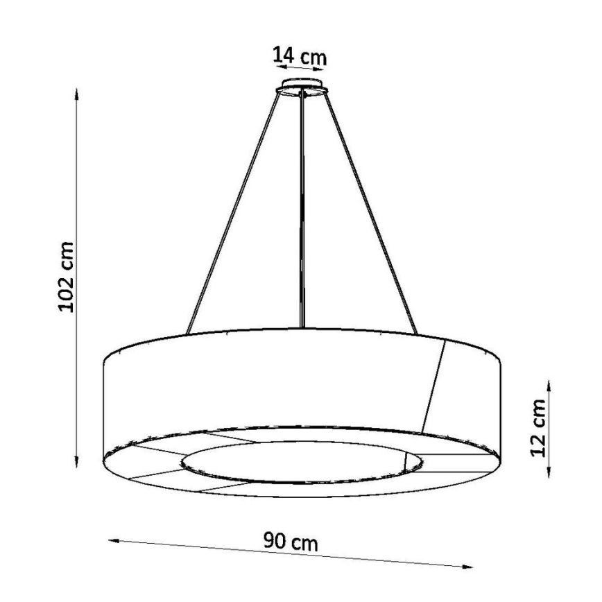 Hanglamp aan een koord SATURNO SLIM 8x E27 / 60W / 230V d. 90 cm zwart