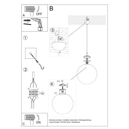 Sollux - Hanglamp aan een koord TOYA 1x E27 / 60W / 230V d. 20 cm