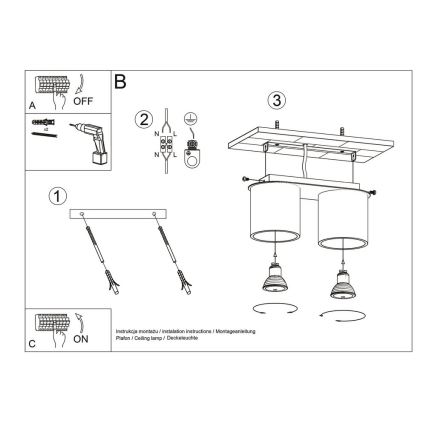 Plafondverlichting ORBIS 2 2xGU10/40W/230V wit