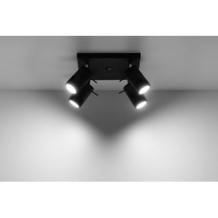 Spot RING 4 4xGU10/10W/230V zwart