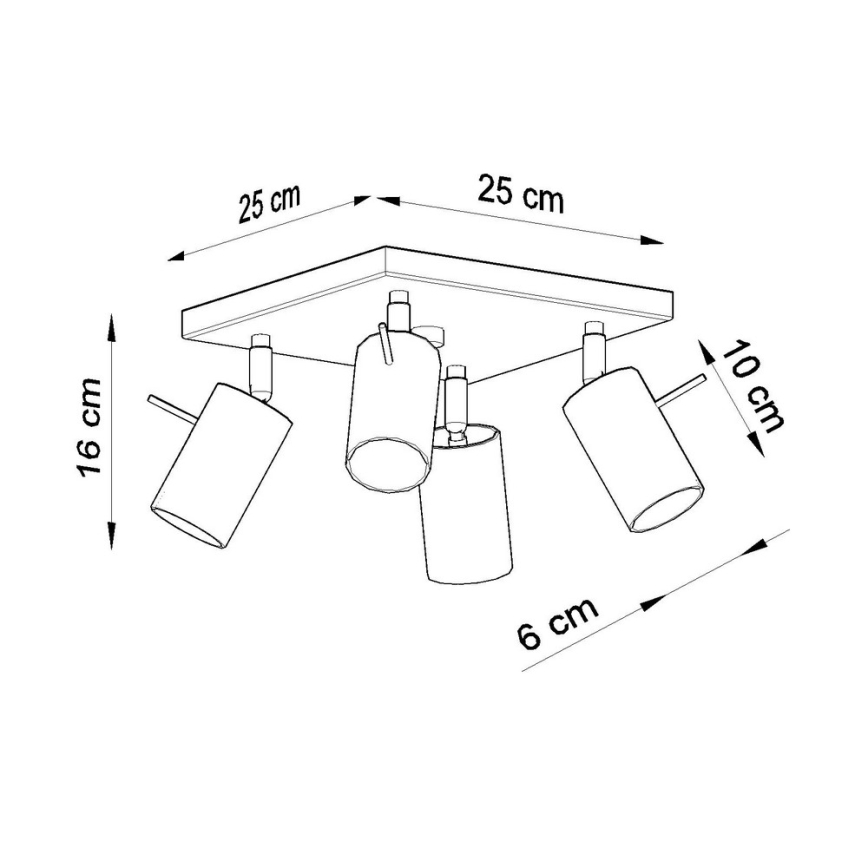 Spot RING 4 4xGU10/10W/230V zwart