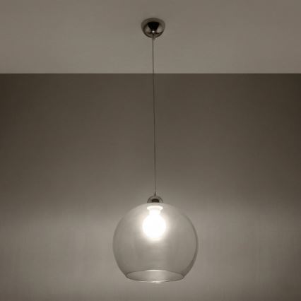 Hanglamp aan kabel BALL 1xE27/15W/230V Ø30 cm helder / glanzend chroom