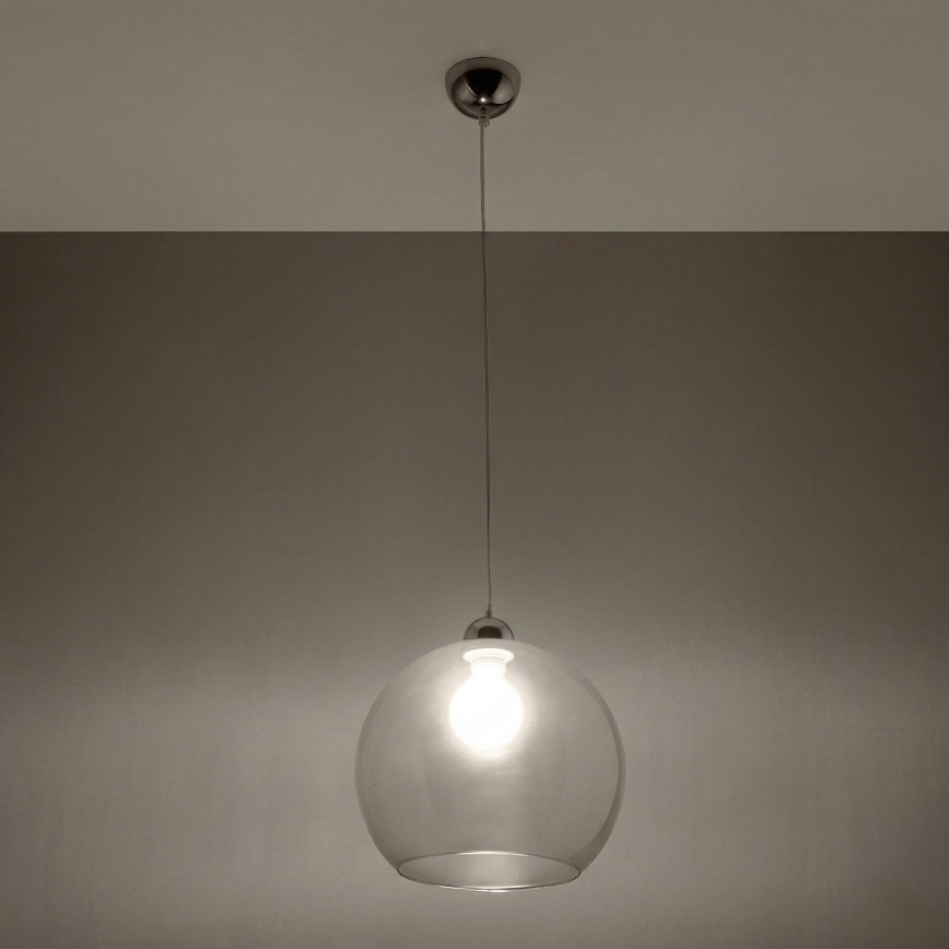 Hanglamp aan kabel BALL 1xE27/15W/230V Ø30 cm helder / glanzend chroom
