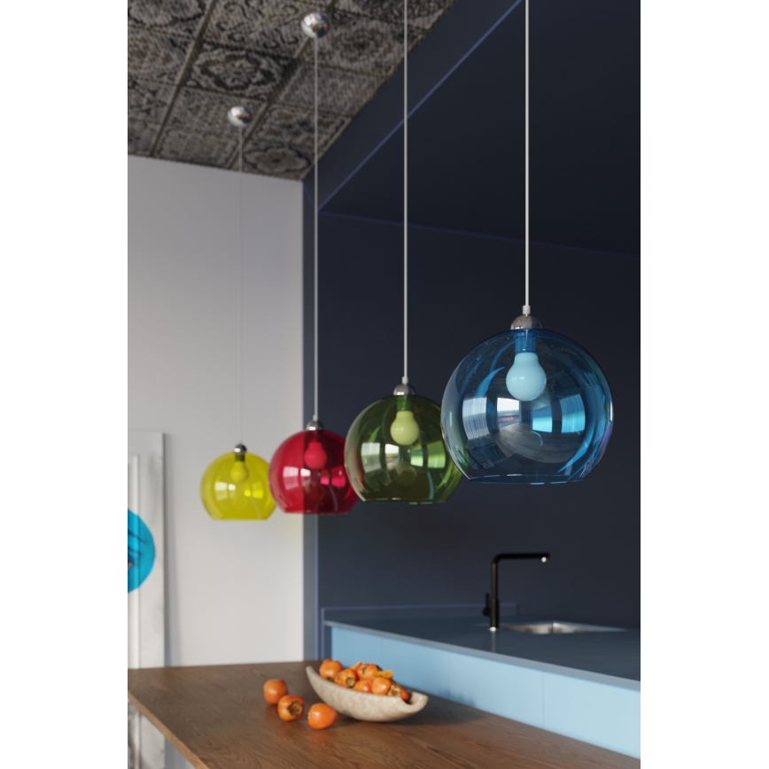 Hanglamp aan kabel BALL 1xE27/15W/230V Ø30 cm helder / glanzend chroom