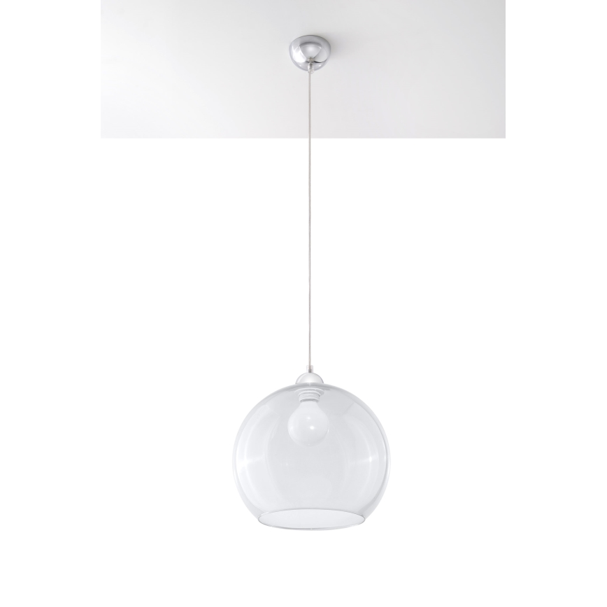 Hanglamp aan kabel BALL 1xE27/15W/230V Ø30 cm helder / glanzend chroom