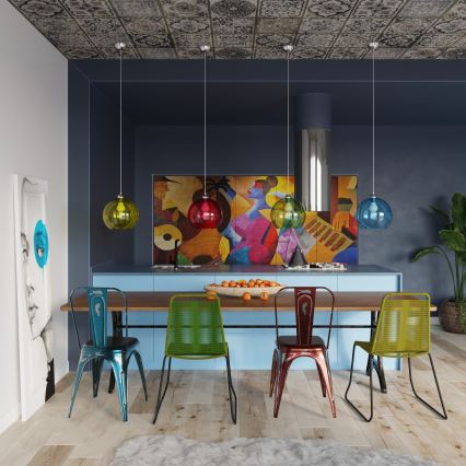 Hanglamp met kabel BALL 1xE27/15W/230V Ø 30 cm helder glas