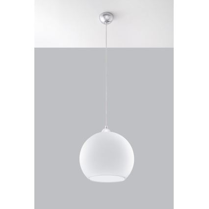 Hanglamp aan kabel BALL 1xE27/15W/230V Ø 30 cm wit/glanzend chroom