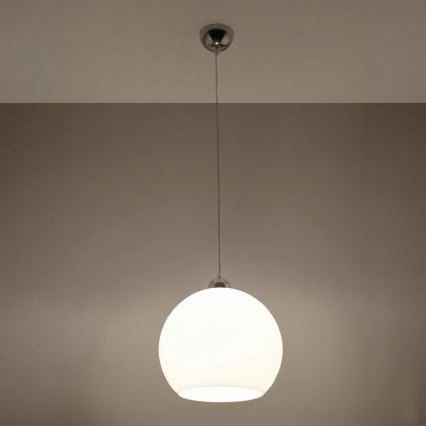 Hanglamp aan snoer BALL 1xE27/15W/230V Ø 30 cm wit